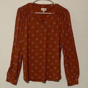 Wonderly Terracotta Blouse with Cream Motif